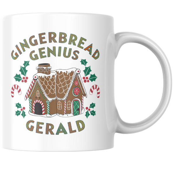 Shop the Personalized Gingerbread Genius Gerald V2 Christmas Mug - Double-Sided Print