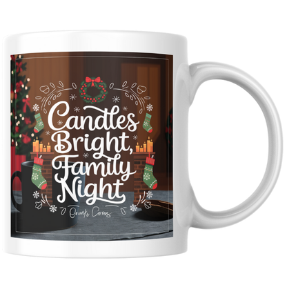 Shop the "Candles Bright, Family Night" Christmas Mug - Double-Sided Print for Festive Gatherings