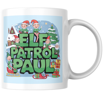 Shop Personalized Elf Patrol Paul Christmas Mug - Double-Sided Print