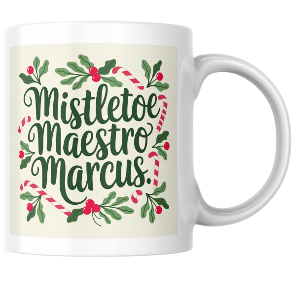 Shop the Personalized Mistletoe Maestro Marcus Christmas Mug - Double-Sided Print