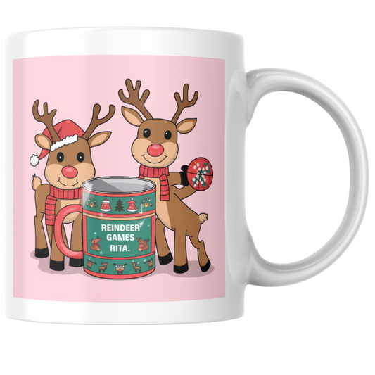 Shop the Personalized Reindeer Games Rita Christmas Mug – Double-Sided Print