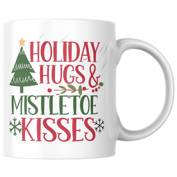 Shop the Holiday Hugs & Mistletoe Kisses V2 Family Christmas Mug - Double-Sided Print for Festive Cheer