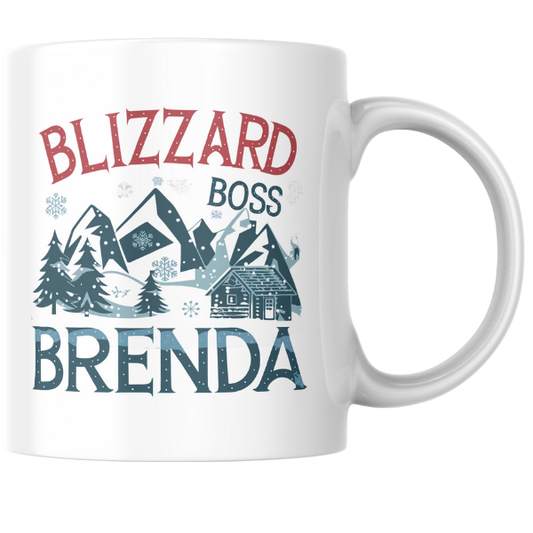 Shop the Personalized Blizzard Boss Brenda Christmas Mug – Double-Sided Print