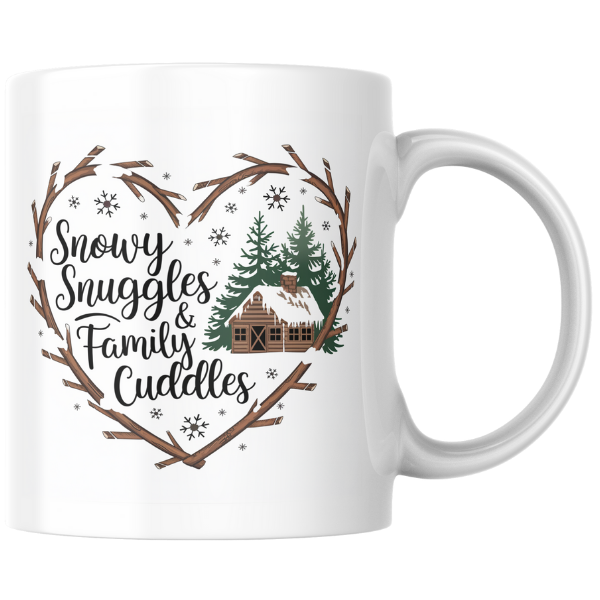 Shop the Snowy Snuggles & Family Cuddles Christmas Mug - Double-Sided Print for Festive Cheer