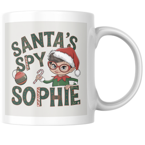 Shop the Personalized "Santa's Spy Sophie" Christmas Mug - Double-Sided Print