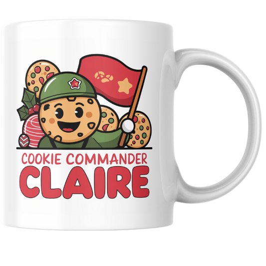 Shop the Personalized Cookie Commander Claire Christmas Mug – Double-Sided Print