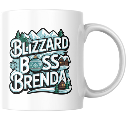 Shop the Personalized Blizzard Boss Brenda Christmas Mug – Double-Sided Print