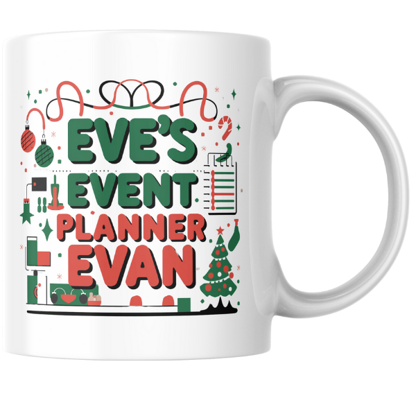 Shop Eve's Event Planner Evan - Customizable Double-Sided Christmas Mug