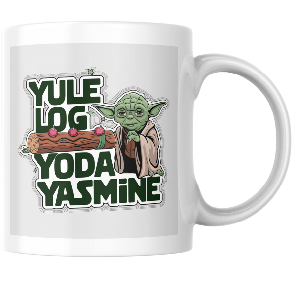 Shop the Personalized Yule Log Yoda Yasmine Christmas Mug - Double-Sided Print