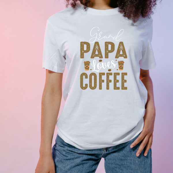 Grand Papa Loves Coffee T-Shirt | Unisex Equestrian Apparel