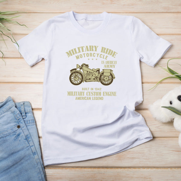 Military Ride Motorcycle T-Shirt | Unisex Army Tee for Bikers