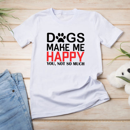 Dog Lovers' Unisex T-Shirt - 'Dogs Make Me Happy' Design