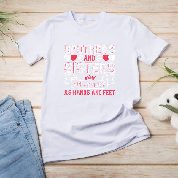 Unisex Sibling T-Shirt - 'Close as Hands & Feet' Design