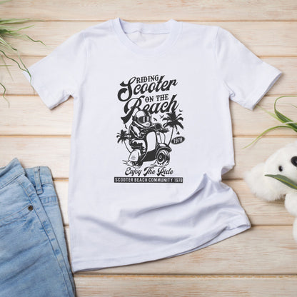 Unisex Motorbike Rider T-Shirt - Beach Ride Design