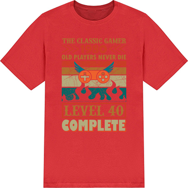 Classic Gamer 1980 T-Shirt - "Old Players Never Die" | Unisex