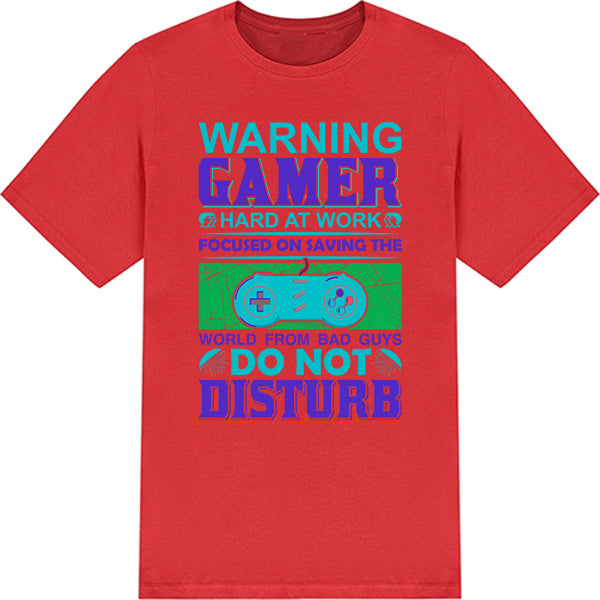 Warning: Gamer Hard at Work T-Shirt | Premium Gaming Gear