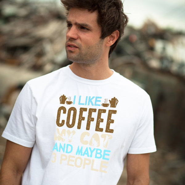 I Like Coffee, My Cat, & 3 People T-Shirt | Unisex & Fun