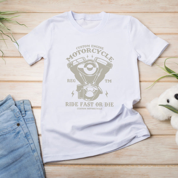 Custom Engine Motorcycle T-Shirt | Ride Fast Or Die | Unisex