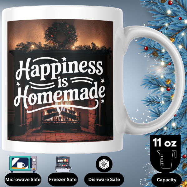 Shop the "Happiness is Homemade" Christmas Mug - Perfect for Festive Cheer and Holiday Gifting