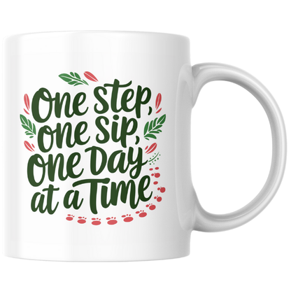 Shop the "One Step, One Sip, One Day at a Time" Christmas Mug - Perfect Holiday Gift