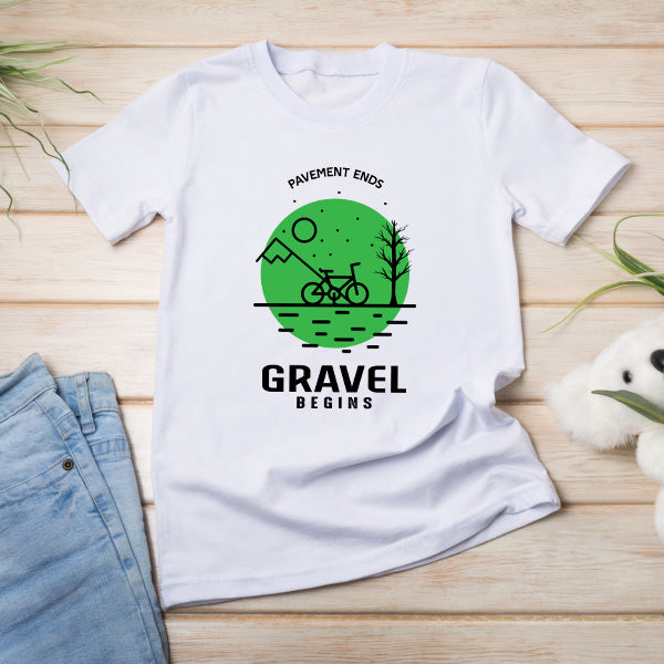 Unisex T-Shirt for Bicycle Adventures | Pavement Ends Gravel Begins