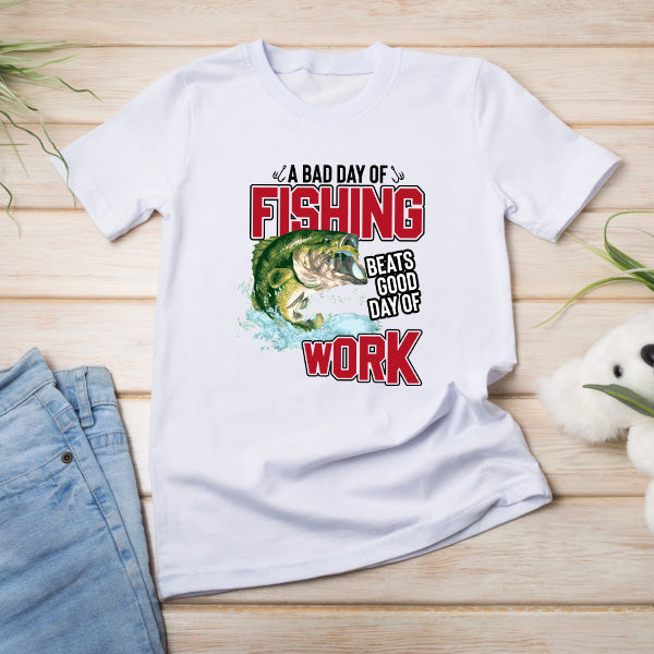 Fishing Enthusiast T-Shirt - 'A Bad Day Of Fishing' Design