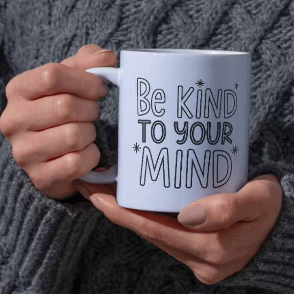 Shop the "Be Kind to Your Mind" Christmas Mug - Perfect Holiday Gift for Mindfulness and Relaxation