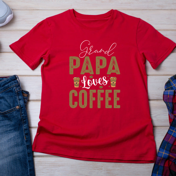 Grand Papa Loves Coffee T-Shirt | Unisex Equestrian Apparel