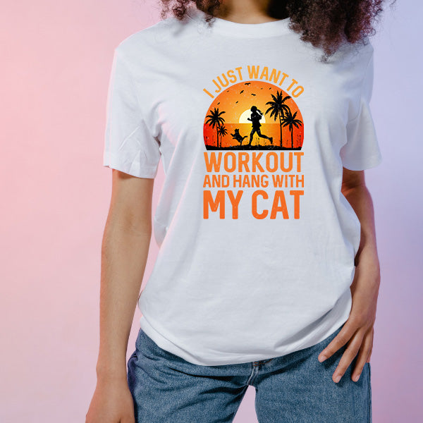 Workout & Hang with My Cat T-Shirt | Essential Gym Apparel