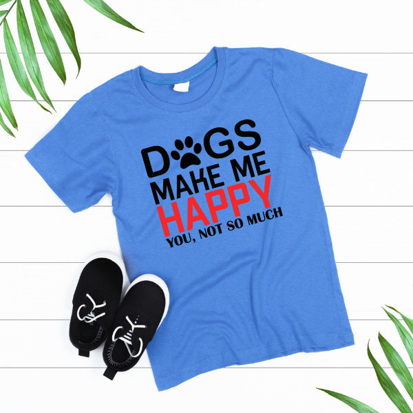 Dog Lovers' Unisex T-Shirt - 'Dogs Make Me Happy' Design