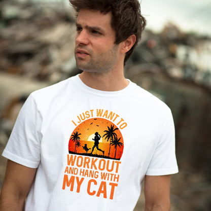 Workout & Hang with My Cat T-Shirt | Essential Gym Apparel