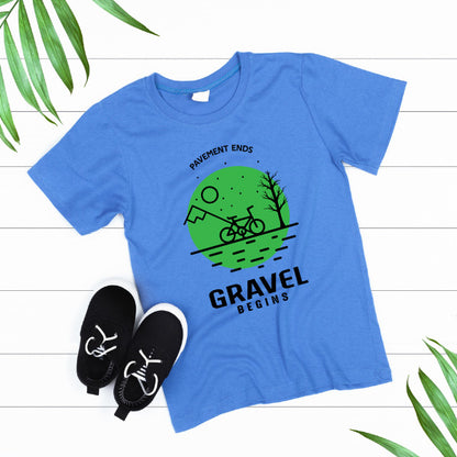 Unisex T-Shirt for Bicycle Adventures | Pavement Ends Gravel Begins