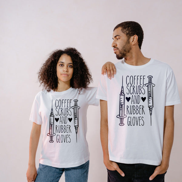 Unisex Nurse Pride T-Shirt - Coffee Scrubs & Gloves Design