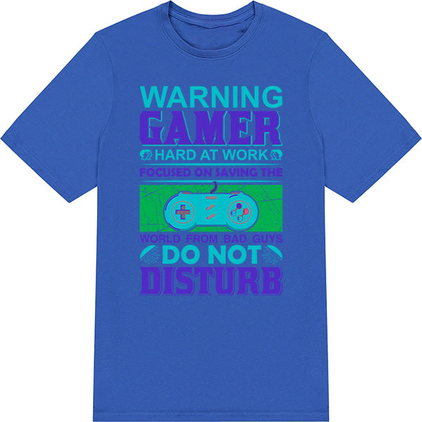 Warning: Gamer Hard at Work T-Shirt | Premium Gaming Gear