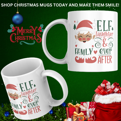 Shop the Elf Laughter & Ever After Family Christmas Mug - Double-Sided Print for Festive Cheer