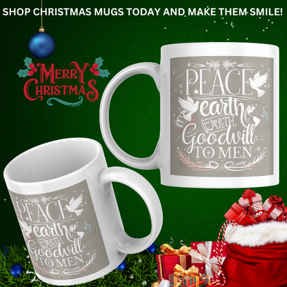 Shop the "Peace on Earth, Goodwill to Men" Double-Sided Christmas Mug - Perfect Holiday Gift