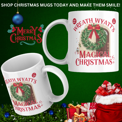 Shop the Wreath Wizard Wyatt V3 Personalized Christmas Mug - Double-Sided Print