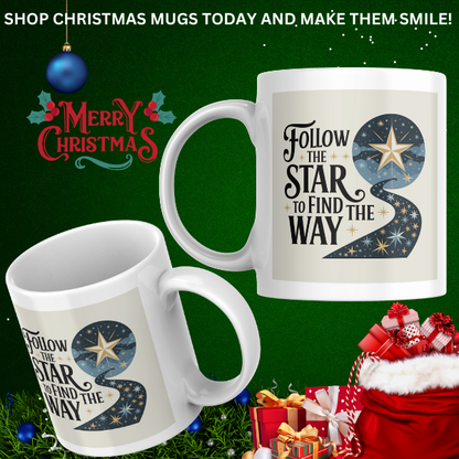 Shop the "Follow the Star" Christmas Mug - Double-Sided Festive Design