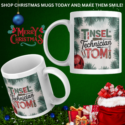 Shop the Tinsel Technician Tom V3 Personalized Christmas Mug - Double-Sided Print