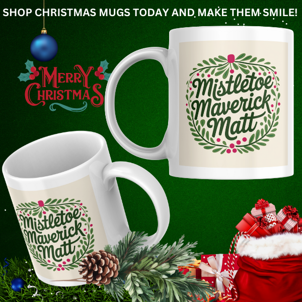 Shop the Personalized Mistletoe Maverick Matt Christmas Mug – Double-Sided Print