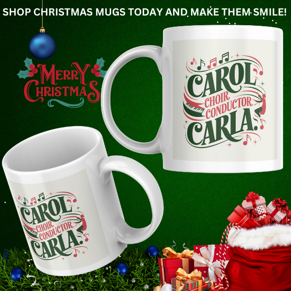 Shop the Carol Choir Conductor Carla V2 Personalized Christmas Mug - Double-Sided Print