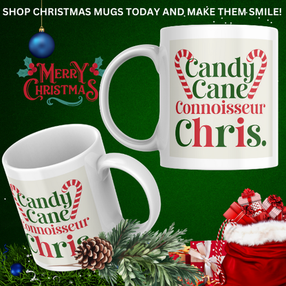 Shop the Personalized Candy Cane Connoisseur Chris Christmas Mug - Double-Sided Print