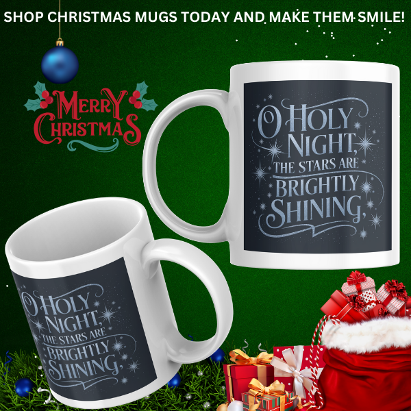 Shop the "O Holy Night" Christmas Mug – Double-Sided Design with Brightly Shining Stars