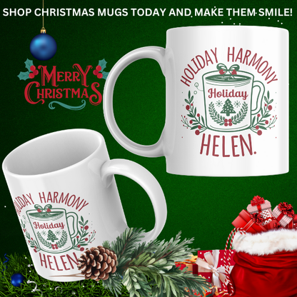 Shop the Holiday Harmony Helen Personalized Christmas Mug – Double-Sided Print