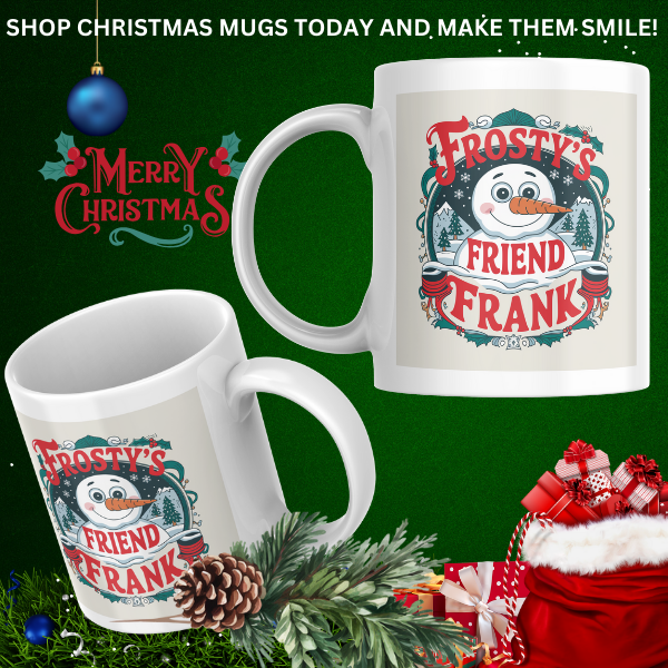 Shop the Frosty's Friend Frank V2 Personalized Christmas Mug – Double-Sided Print