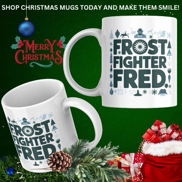 Shop the Frost Fighter Fred Personalized Christmas Mug – Double-Sided Print for Festive Cheer