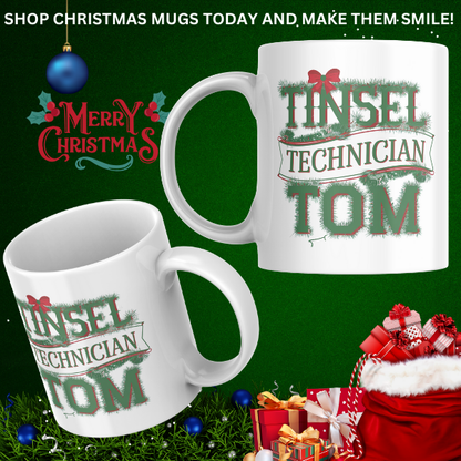 Shop the Tinsel Technician Tom V2 Personalized Christmas Mug – Double-Sided Print