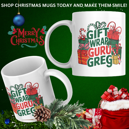 Shop Personalized Christmas Mug by Gift Wrap Guru Greg - Double-Sided Print