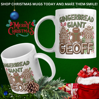 Shop the Personalized Gingerbread Giant Geoff Christmas Mug – Double-Sided Print for Festive Cheer