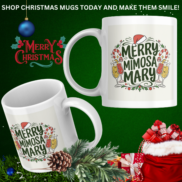 Shop the Personalized Merry Mimosa Mary Christmas Mug - Double-Sided Print